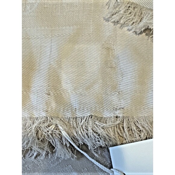 NWT Tory Burch T Monogram Jacquard Traveler Scarf Ivory Wool Silk Blend - Picture 12 of 13